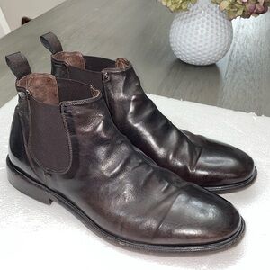 M Gemi Italian Designer Dark Brown Calf Leather Chelsea Boots Men’s Size 42